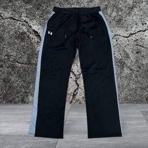 Under Armour Jogger Workout Gym Logo Black Gray Two Tone Sweatpants Size Large